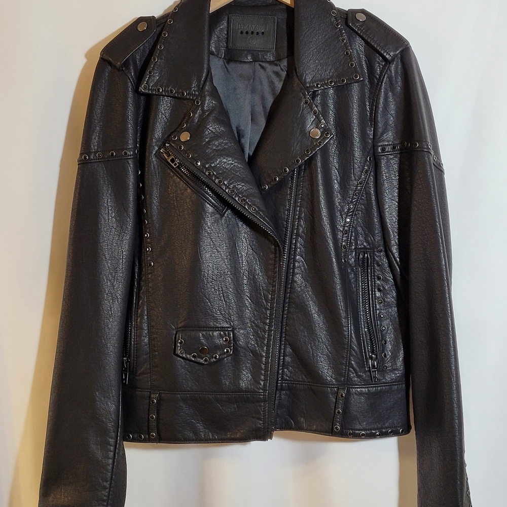 NWOT BLANK NYC Faux Leather Moto Jacket - Black-Rhinestones